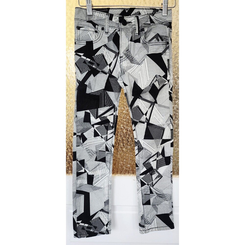 Levi’s Girls 510 Super Skinny Jeans 8R • Black White Geometric Print Denim